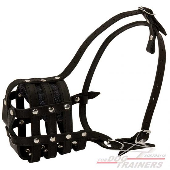 Leather Mesh Basket Dog Muzzle with Free Air Flow