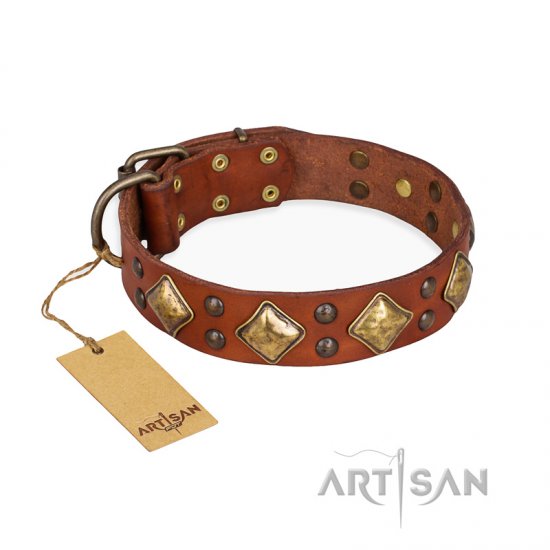 "Flight of Fancy" FDT Artisan Adorned Leather dog Collar