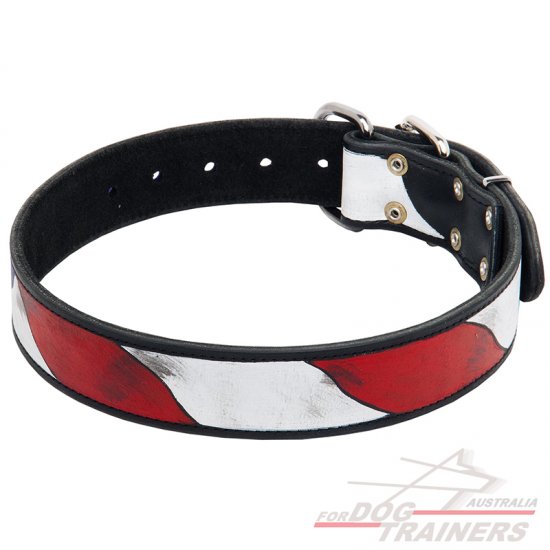 Designer Leather Collar with American Flag Pattern