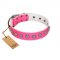 "Romantic Spirit" Handcrafted FDT Artisan Pink Leather dog Collar with Studs