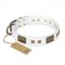 "Hour of Triumph" FDT Artisan White Leather dog Collar
