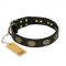 "Vintage Attraction" FDT Artisan Leather dog Collar with Old Bronze Look Plates