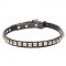 'King Studs' Leather Dog Collar with Chrome Plated Adornments - 4/5 inch (20 mm)