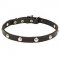 "Shiny Necklace" 4/5 inch (20 mm) Leather Dog Collar with Half-Ball Chrome Plated Studs