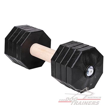 Dog wooden dumbbell with removable plates 