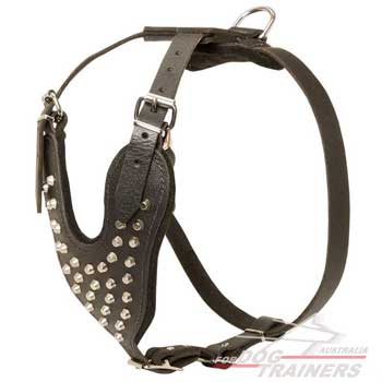 Dog Studded Leather Harness Y-Shaped Chest Plate