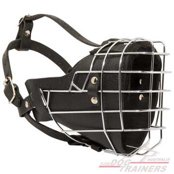 Wire Cage Leather Dog Muzzle for Attack/Agitation Training