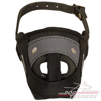 Leather Nylon Dog Muzzle with steel bar for training