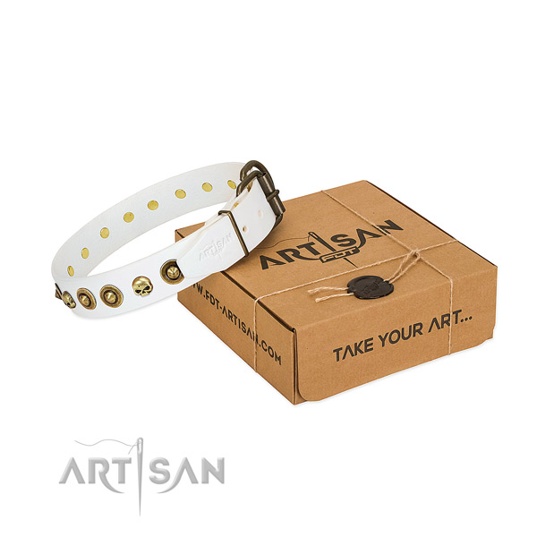 Genuine leather collar with awesome adornments for your pet