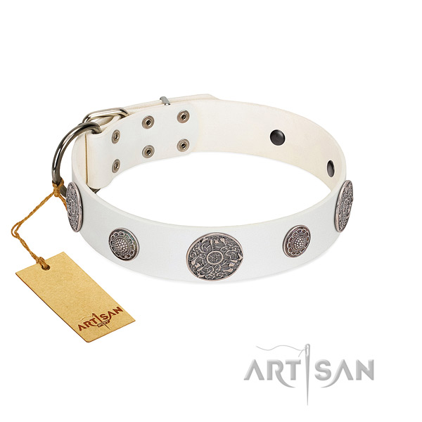 Easy to adjust genuine leather collar for your beautiful dog