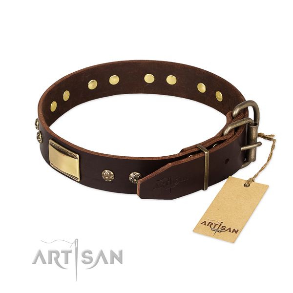 Handmade full grain leather collar for your doggie