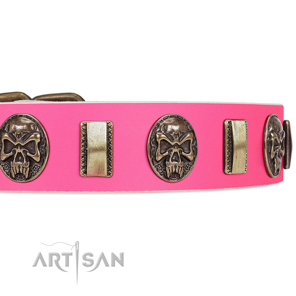 Rust resistant buckle on full grain natural leather dog collar for your pet