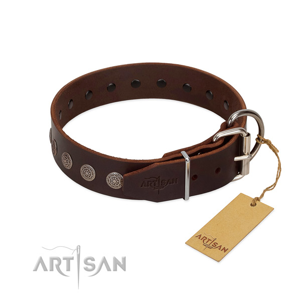 Fashionable natural leather collar for your pet