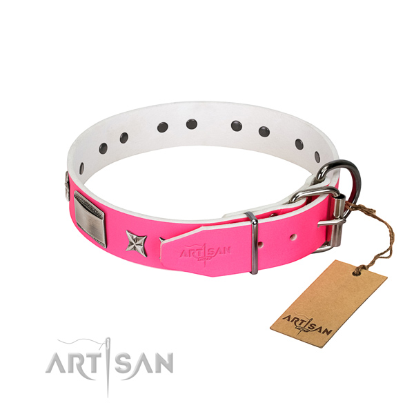 Perfect fit collar of natural leather for your canine