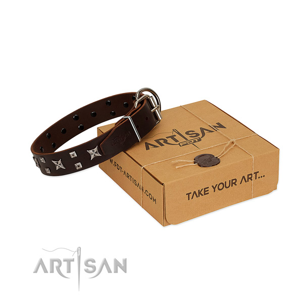 Awesome adorned genuine leather dog collar of quality material