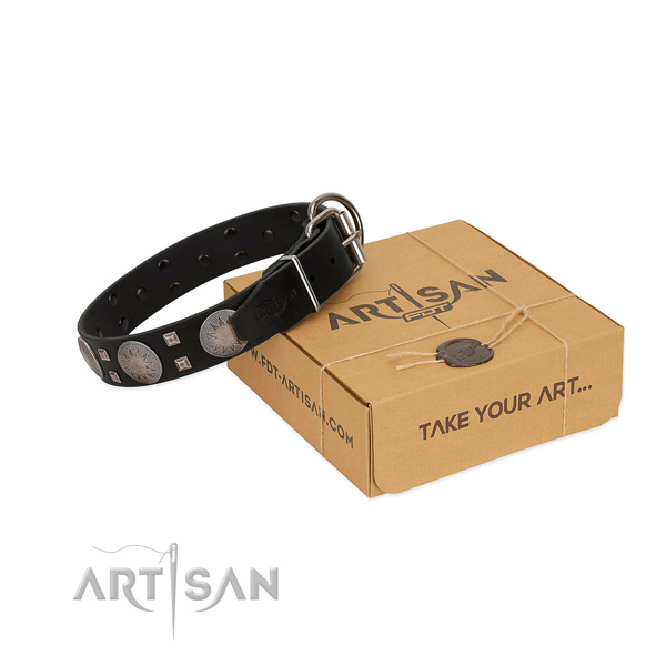 Stylish design collar of natural leather for your pet