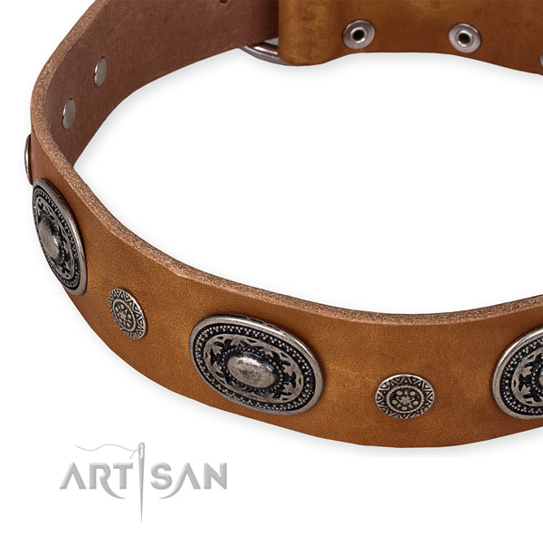 Gentle to touch natural genuine leather dog collar created for your attractive pet