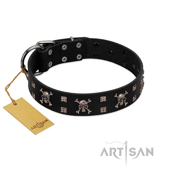 Durable full grain genuine leather dog collar crafted for your pet