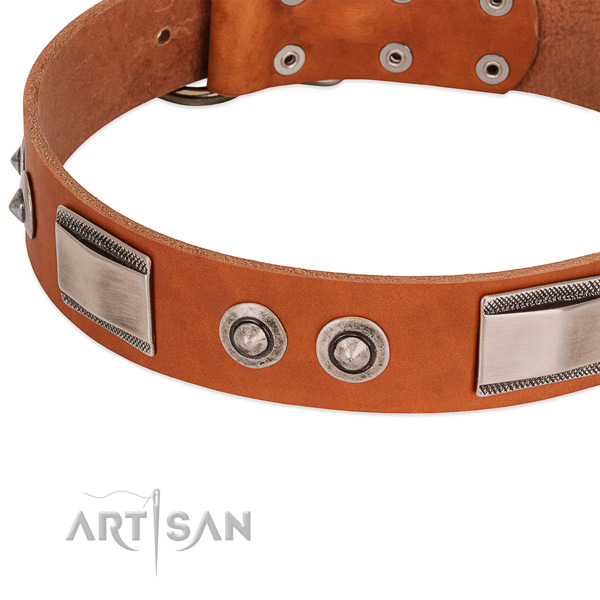 Awesome genuine leather collar with studs for your canine