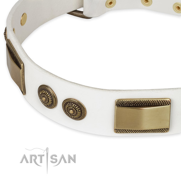 Strong hardware on leather dog collar for your pet