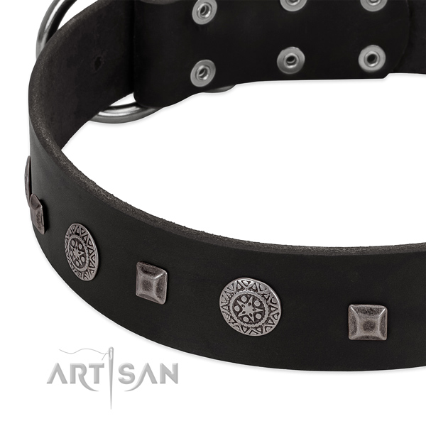 Exquisite natural leather collar with studs for your pet
