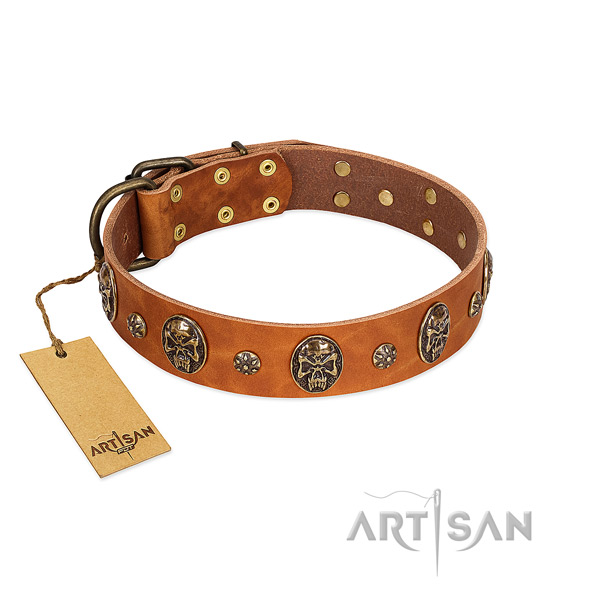Easy to adjust full grain natural leather collar for your doggie
