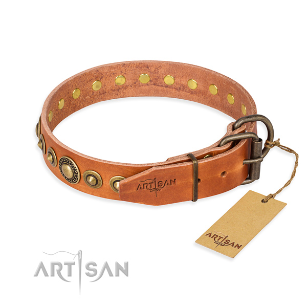 Durable genuine leather dog collar handcrafted for everyday use