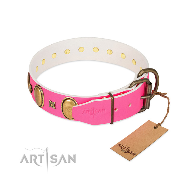Best quality full grain leather collar handcrafted for your doggie