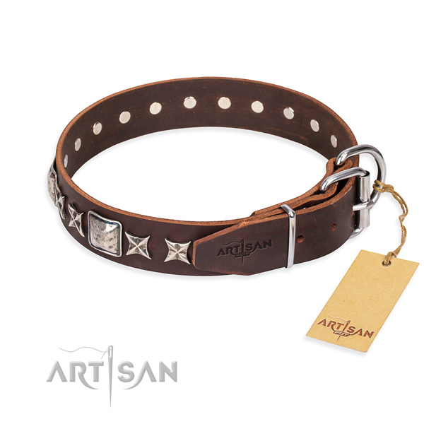 High quality decorated dog collar of leather