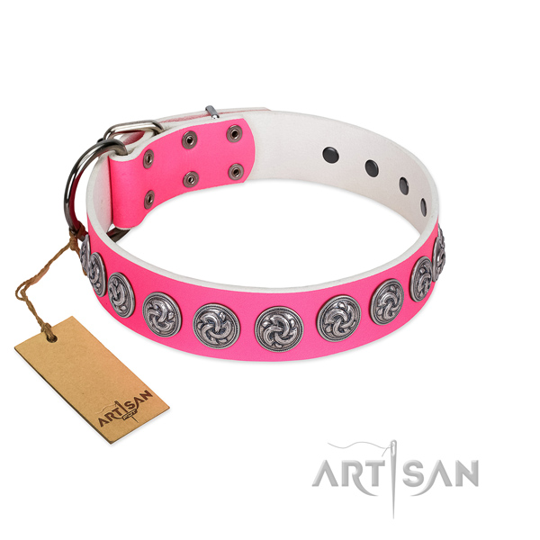 Soft to touch natural leather dog collar for your beautiful dog