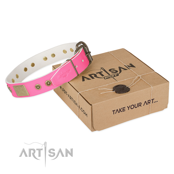 Reliable adornments on dog collar for comfy wearing