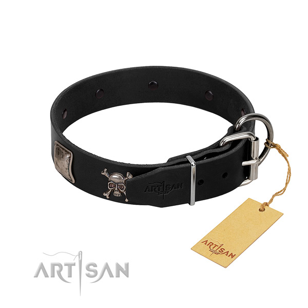 Exquisite full grain natural leather collar for your impressive doggie