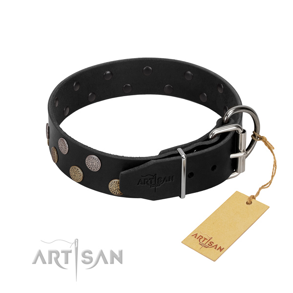 Designer collar of genuine leather for your attractive pet