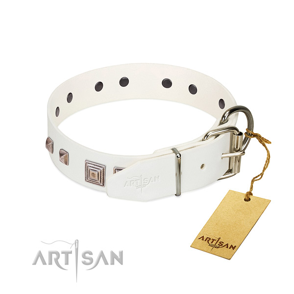 Stylish design collar of full grain genuine leather for your impressive pet