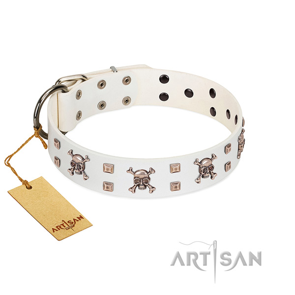 Exquisite full grain genuine leather collar for your lovely canine
