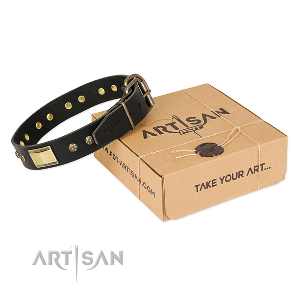 Fine quality full grain genuine leather collar for your lovely four-legged friend