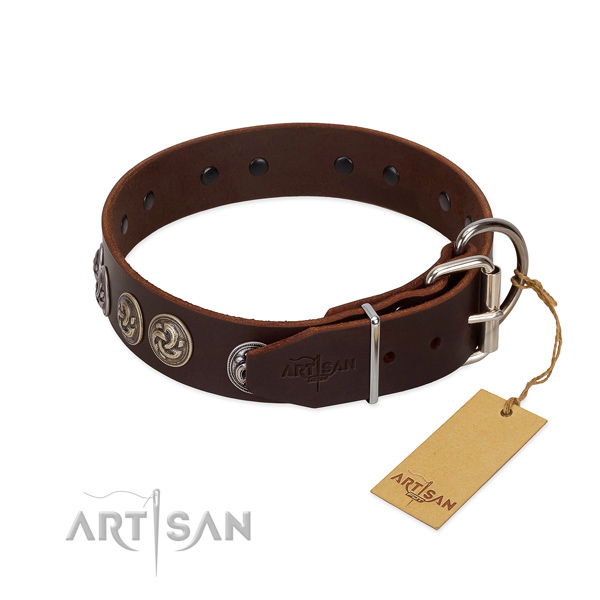 Reliable hardware on best quality full grain leather dog collar