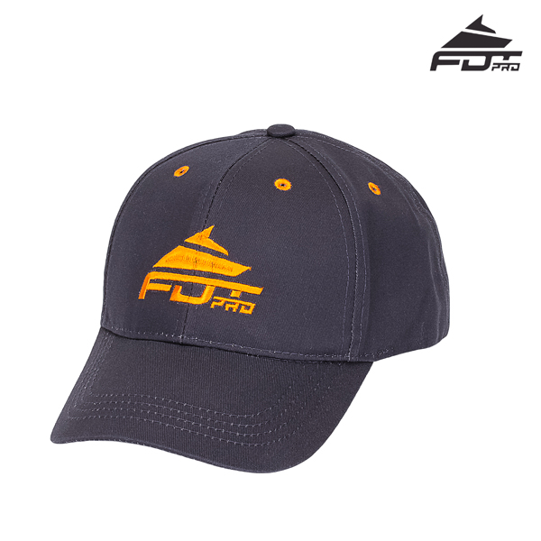 Unisex Dark Grey Cap with Bright Orange Logo for Dog Walking